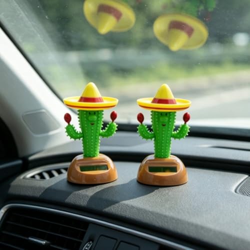 ソーラー置物 太陽光発電 車内 飾り 動き ソーラーおもちゃ サボテン フィギュア 庭 ホーム オフィス かわいい 癒し系 インテリア 贈り物 2個セットの特徴・詳細 画像