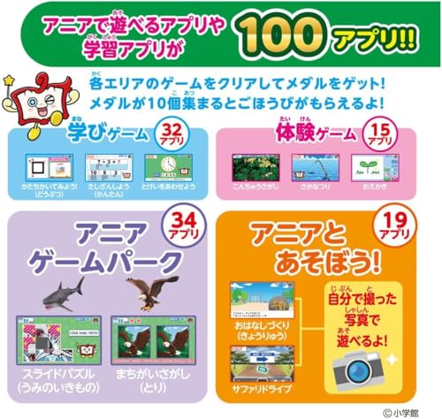 小学館の図鑑NEO PAD アニアとあそぼう! /タカラトミー 電子図鑑 恐竜 動物 昆虫 魚 鳥 ゲーム カメラ プレゼント ティラノサウルス 入学祝い 入園祝いの特徴・詳細 画像