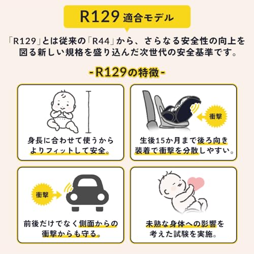 アイリスプラザ ISOFIX固定 チャイルドシート ジュニアシート 1歳頃から11歳頃まで 成長に合わせて使える 長く使える 軽量 R129適合 5点式シートベルト 大型ヘッドレスト 通気性の良いメッシュシート リッチブラックの特徴・詳細 画像
