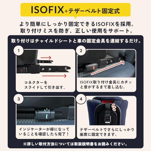 アイリスプラザ ISOFIX固定 チャイルドシート ジュニアシート 1歳頃から11歳頃まで 成長に合わせて使える 長く使える 軽量 R129適合 5点式シートベルト 大型ヘッドレスト 通気性の良いメッシュシート リッチブラックの特徴・詳細 画像