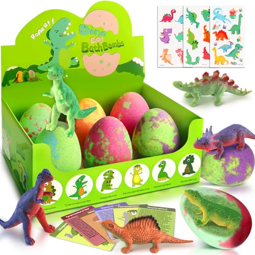 Bath Bombs for Kids with Surprise Toys Inside - XXL Dinosaur Toys Bath Bomb Gift, Gentle and Kids Safe Spa Bath Fizz Balls Kit.Christmas or Birthday Gift for Girls and Boys 1