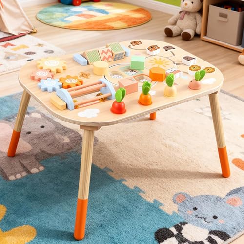 1〜3歳 女の子 向け 知育 木製 アクティビ ティテ ーブルトイ | 早期学習 色のマ ッチング と 色合わせ マッチングゲーム 知育 子供向け用 に | アクティビティテーブル 教育 おもちゃ 遊び 勉強 として,男の子 未就学児 幼児 お孫さん 祖父母 おじいちゃん おばあちゃん お子様 への お誕生日 プレゼント や こどもの日 ギフト にの特徴・詳細 画像