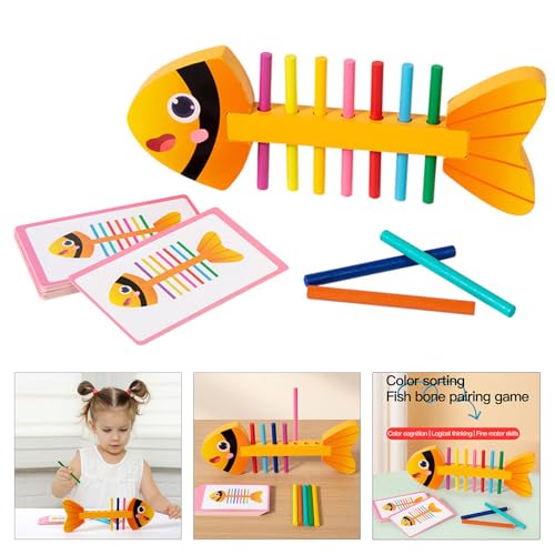 微細運動トレーニング木製フィッシュボーンおもちゃ、色認識アクティビティ付き、就学前の学習と遊び用微細運動発達木製の詳細・まとめ 画像