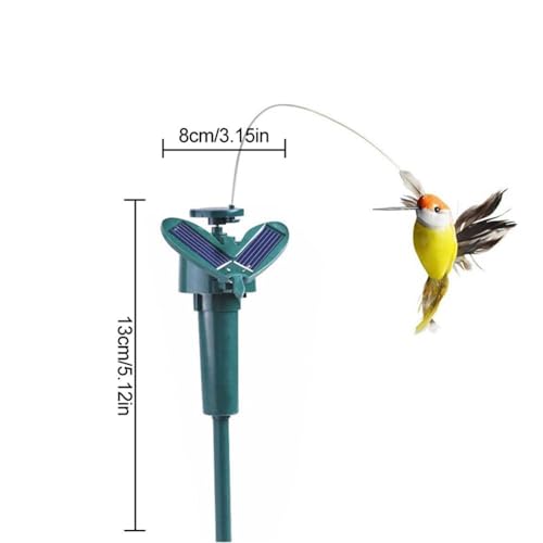 ソーラーハチドリ、現実的な羽ばたき 空飛ぶぐらつき鳥、シミュレーションフライングハチドリ おもちゃ兼装飾、ソーラーパワーのガーデンオーナメント、屋外景観装飾、ソー ラー式または電池式の羽ばたくハチ ドリの特徴・詳細 画像
