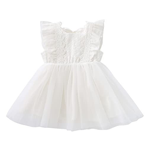 [Baby Nest] ベビー服 女の子 キッズ ワンピース ガールズ フォーマル 結婚式 ベビーギフト お宮参り 発表会 七五三 ベージュ 赤ちゃん 子供ドレス アンティーク レースドレス ホワイト 90cm 18-24ヶ月 1