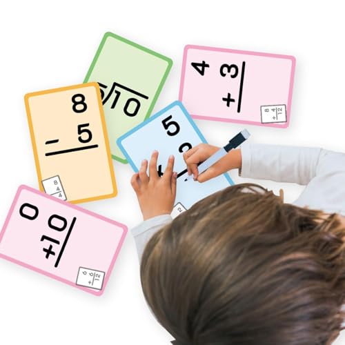 算数学習フラッシュカード - 双方向計算、プラスマイナス暗算指導パック、子供向け数値論理開発デバイス、丈夫な光沢のあるカードストック素材 |生徒と保護者のための学習デッキの特徴・詳細 画像