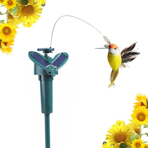ソーラーハチドリ、現実的な羽ばたき 空飛ぶぐらつき鳥、シミュレーションフライングハチドリ おもちゃ兼装飾、ソーラーパワーのガーデンオーナメント、屋外景観装飾、ソー ラー式または電池式の羽ばたくハチ ドリ 1