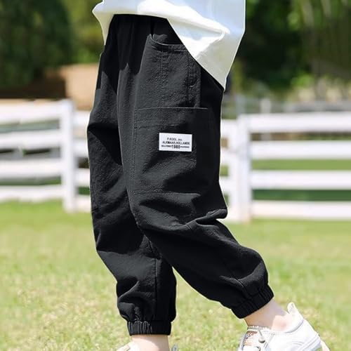 [veolaimy] 子供服 長ズボン キッズ 男の子 女の子 夏 ジョガーパンツ ガールズ 薄手 通気性 快適 イージーパンツ ボーイズ 虫よけ 無地 シンプル ロングパンツ ウエストゴム 裾ゴム カジュアル ボトムス おしゃれ 通園 通学 アウトドア(B-ブラック,150)の詳細・まとめ 画像