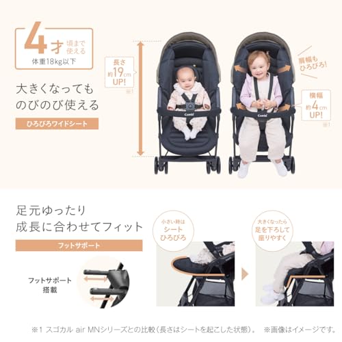 Combi コンビ 【25年6月発売】A型(両対面)ベビーカー スゴカルL long エッグショック グリーン SL 1か月から48か月頃まで 4才頃まで使えるロングユース2キャスモデルの特徴・詳細 画像