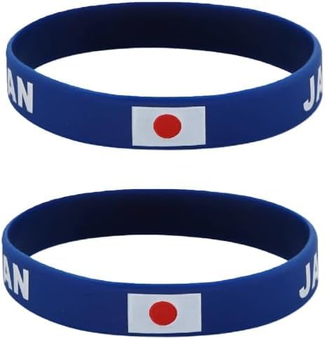 [Haixifry] 国旗リストバンドブレスレット 2個パック ラバー スポーツ ファッション 日本代表 試合 応援グッズ リストバンド シリコン ブレスレット サッカー パーティー 記念品 (2) 1