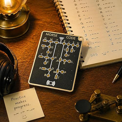 モールス信号トレーナーカードプロ、インタラクティブなLEDと信号ボタンを備えたプロフェッショナルPCB学習デバイス、リアルタイムデコードコード学習カード、暗号化トレーニングツール、エレクトロニクス愛好家向けの特徴・詳細 画像