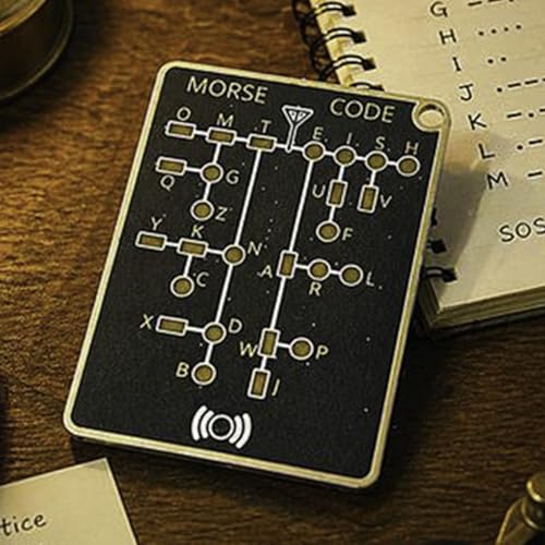 モールス信号トレーニングカード、モールス信号 練習機、相互の作用モール スコードーナーカードLED表示灯と信 号ボタンを装備、ポータブル電信練習機器 解読学習カー ド 電信チャレンジカー ド モール ス符号の学習、電 信の練 習、暗号化の訓練を行う大人に最適です 1