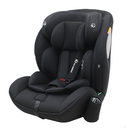 GU MODE チャイルドシート ジュニアシート 1歳頃~12歳(身長76-150cm) R129適合 5年保証 ロングユース ヘッドレスト13段階調整可能 取付簡単 シートベルト固定専用 【ISOFIX非対応 ブラック/バードメッシュ】の外観・全体像 画像