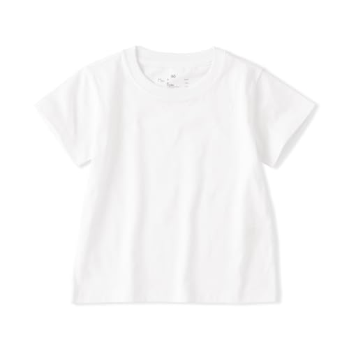 無印良品 あたまするっと 綿天竺編みクルーネック半袖Tシャツ 無地 ユニセックスベビー CC25XA6S オフ白 90 1