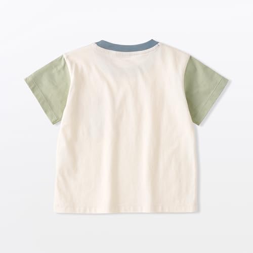 無印良品 あたまするっと カラーブロッククルーネック半袖Tシャツ ユニセックスベビー CC296A6S 生成 90の特徴・詳細 画像