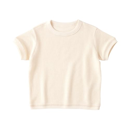 無印良品 あたまするっとワッフル編み半袖Tシャツ ユニセックスベビー CC28VA6S 生成 90 1