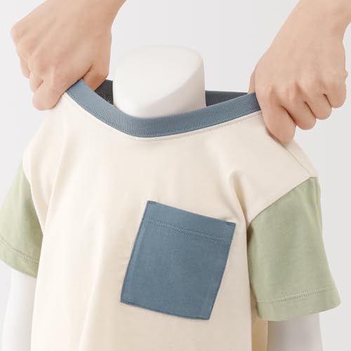 無印良品 あたまするっと カラーブロッククルーネック半袖Tシャツ ユニセックスベビー CC296A6S 生成 90の詳細・まとめ 画像
