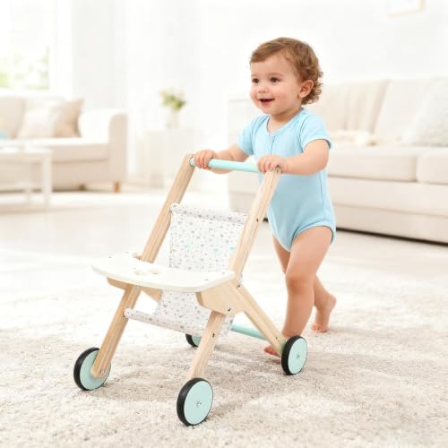ベビープッシュウォーカー - 幼児用木製ベビープッシュウォーカー |子供男の子女の子向けスタンド知育玩具、最初のステップ学習補助、屋内屋外庭寝室ガーデンパーク用バランスサポートアクティビティおもちゃの特徴・詳細 画像