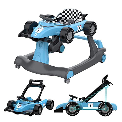 歩行器 ベビーウォーカー 赤ちゃん 歩行機 育児 3way ウォーカー/手押し車として使用可能 歩く練習 安全ストッパー 取り外し可能 高度調整可能 滑り止め 車形 安全 音楽を再生可能 ベビー用品 出産祝い おしゃれ ベビー用品(ブルー) 1