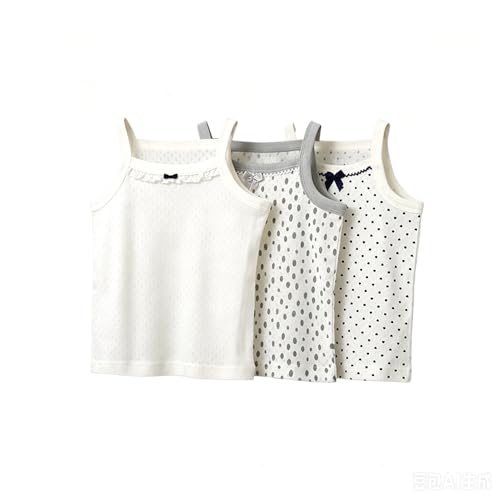 [Baby koi] ベビー服キャミソールタンクトップ女の子ガールズキッズメッシュ柄三枚組贈り物肌着ホワイトグレー90cm 1