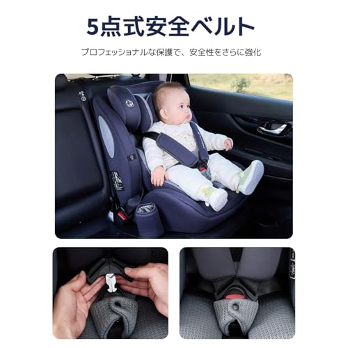 GU MODE チャイルドシート ジュニアシート 1歳頃~12歳(身長76-150cm) R129適合 5年保証 ロングユース ヘッドレスト13段階調整可能 取付簡単 シートベルト固定専用 【ISOFIX非対応 ブラック/バードメッシュ】の特徴・詳細 画像