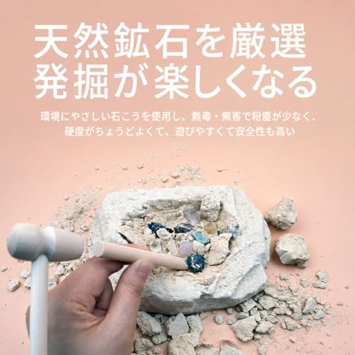 天然石発掘キット おもちゃ 宝石 鉱石標本 宝石の原石発掘体験 水晶発見 子供 地質学 地質科学キット 自由研究 実験玩具 小学生 クリスマスプレゼント 誕生日ギフト タイプAの特徴・詳細 画像