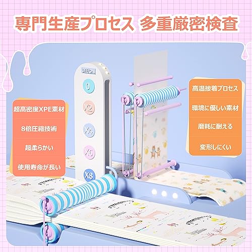 GruFini プレイマット 赤ちゃん 折りたたみ 200×180×2cm 厚手 安全検査済み ベビーマット 防水 防音 ベビープレイマット 滑り止め おしゃれ ベビー 出産祝い 一枚入り (200×180×2cm, Bear + Deer)の特徴・詳細 画像