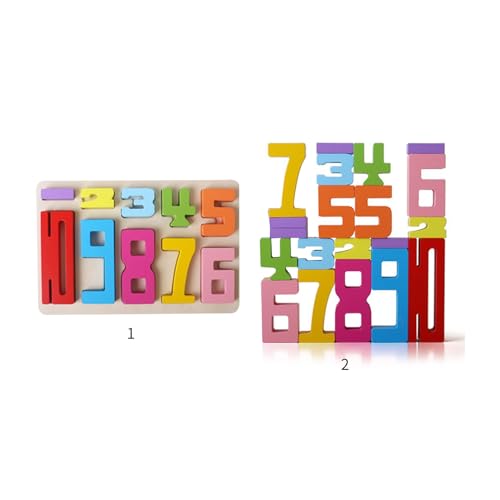 Ladruph 3D デジタルパズル 木製 数字ビルディングブロックセット 赤ちゃん用 脳発達学習ギフト モンテッソーリ スタッキングおもちゃ モンテッソーリ 子供用知育玩具 早期教育玩具数学学習おもちゃ [並行輸入品]の特徴・詳細 画像