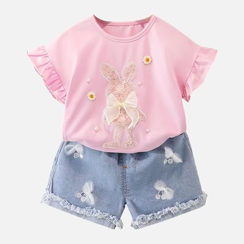 [Shopyruder] ベビー服 女の子 人気 70 80 90 ブランド 夏 セットアップ キッズ 子供服 ショートパンツ プレゼント 赤ちゃん服 ノースリーブ セパレート 夏服 おしゃれ 無地 可愛い 普段着 フリル 韓国風 通園 通学 2点セット(（デニム）-ピンク,90)の詳細・まとめ 画像