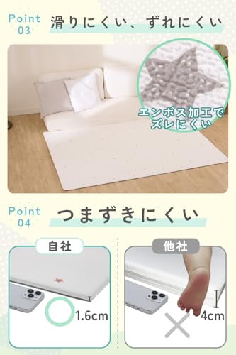 【保育士&妊婦整体師W監修】 popomi もちもち プレイマット 赤ちゃん マット | もっちり 抗菌 両面使用 騒音防止 滑りにくい 防水 | (グレーリトルスター, 140x200x1.6cm)の特徴・詳細 画像