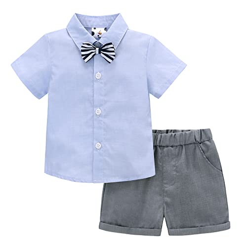 [Famuka] ベビー服 男の子 キッズ シャツ ハーフパンツ ポロシャツ 子供 ボーイズ トップス ベビー 通園通学 (color3, 73) 1