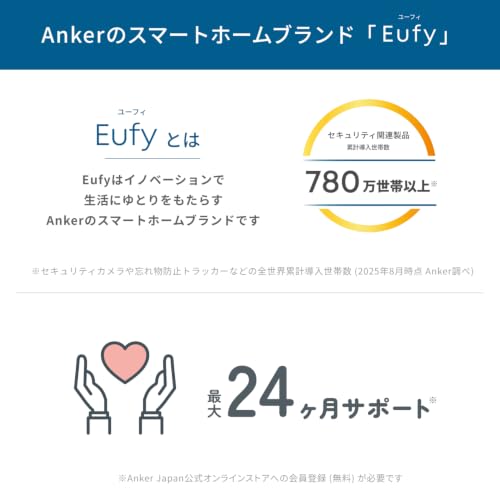 【BabyTech Awards 2025-26 認定商品】 Anker Eufy (ユーフィ) Baby Monitor C10(ベビーモニター) 約300万画素/2K 4倍ズーム/動作・室温検知/モニター/24時間録画/夜間撮影/Wi-Fi不要/首振り/赤ちゃん/子供/見守り/出産祝い/プレゼントの特徴・詳細 画像