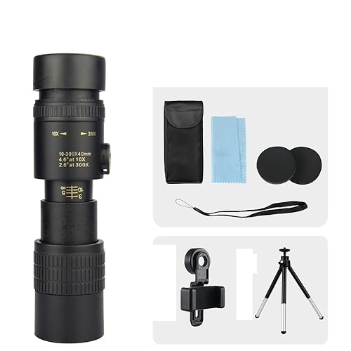 Advocy単眼鏡 大人用 10-300×40 連続ズーム 最大 300 倍倍率ブラケット付きスマホ対応 遠距離撮影旅行観賞望遠鏡 1