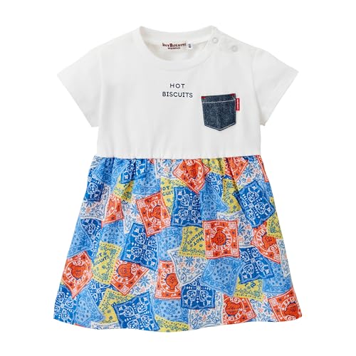 [MIKIHOUSE HOT BISCUITS] [ミキハウス ホットビスケッツ] 半袖 ワンピース 男の子 女の子 ベビー キッズ 子供服 白 120cm 72-1904-683 1