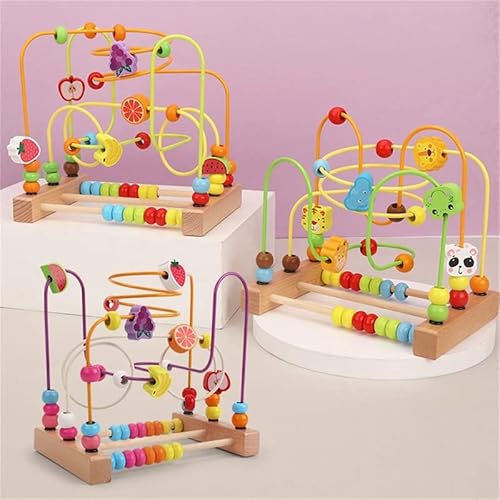 ビーズコースター ルーピング おもちゃ 子供 玩具 ルーピングコースター セット ベビー 早期開発 男の子 女の子 誕生日のプレゼント アクティビティキューブ 木製 木のおもちゃ 木製玩具 (果物A)の特徴・詳細 画像