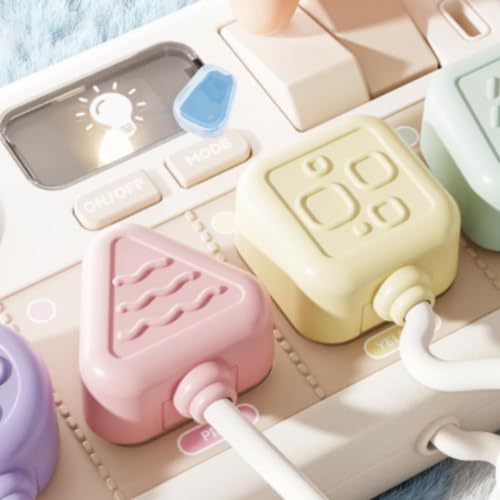子供用ビジーボード モンテッソーリ 知育玩具 センソリーボード 指先訓練 知育ボード 電子コンポーネント 触覚視覚発達 挿抜練習 コード付きパーツ 角丸安全 コンパクト収納 室内遊びに適用 , 【电池款】多功能早教排插（中文彩盒）の特徴・詳細 画像