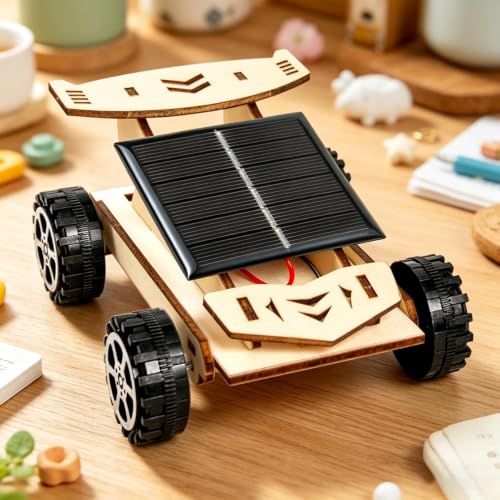 ソーラーカー キット 手作り教育科学工作 太陽電池で走る手作りおもちゃ 天然木を自由に塗装できるDIY教材の詳細・まとめ 画像