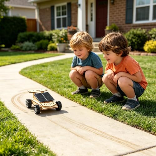 ソーラーカー キット 手作り教育科学工作 太陽電池で走る手作りおもちゃ 天然木を自由に塗装できるDIY教材の特徴・詳細 画像