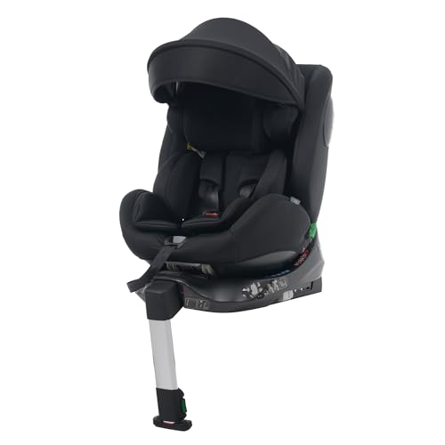 OSJ チャイルドシート 360度回転式 ISOFIX ベビーシート 安全基準 しっかり固定 洗える コンパクト 40～150cm 調節可能 超広い ジュニアシート 出産祝い 0-12歳 (ブラック) 1