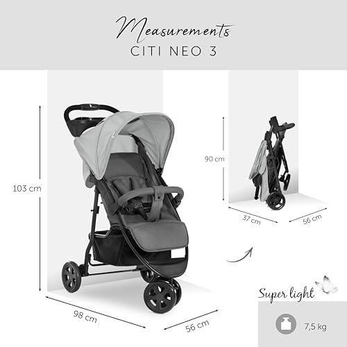 ドイツの名門ハウク・シテイーネオ3＜Citi NeoIII＞ ベビーカー A型 海外 コンパクト ベビーカー ドリンク ホルダー カップホルダー リクライニング 軽量 軽い 持ち運び ロック 荷物 小物入れ 新生児 から 1歳 4歳（積載25kg=体重22kg, 荷物3kgまで） おしゃれ 旅行 (Grey)の特徴・詳細 画像