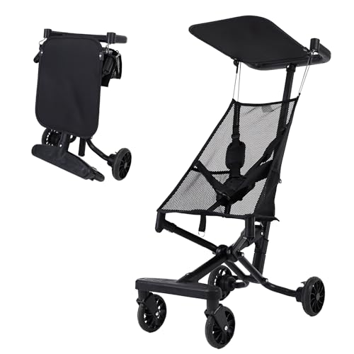 [MRG] ベビーカー B型 軽量 コンパクト 4輪 メッシュ 折りたたみ 日除け サンシェード 持ち運び お出かけ 旅行用 (ブラック) 1
