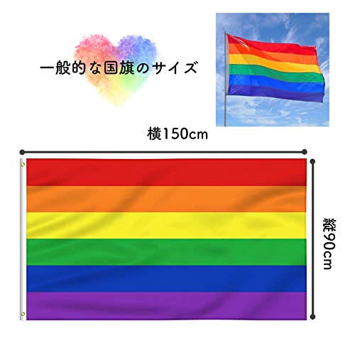 AWARENESS RIBON レインボーフラッグ 150cm 90cm 国旗 LGBT レインボープライドの特徴・詳細 画像