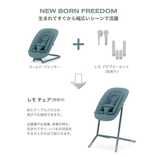 サイベックス ゴールド バウンサー ストーンブルー 新生児 〜 3歳 ( 15kg ) 頃 まで ハイチェアと組み合わせ可能 リクライニングの特徴・詳細 画像