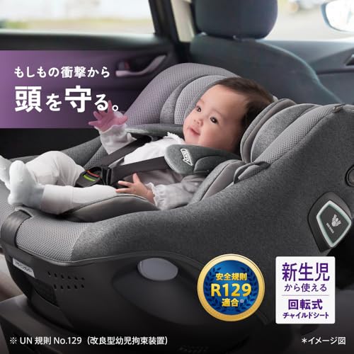 Aprica(アップリカ) チャイルドシート ISOFIX固定 クルリラプライト 新生児～4歳頃まで 回転式 R129適合 (ナイトネイビー) 2186880の特徴・詳細 画像